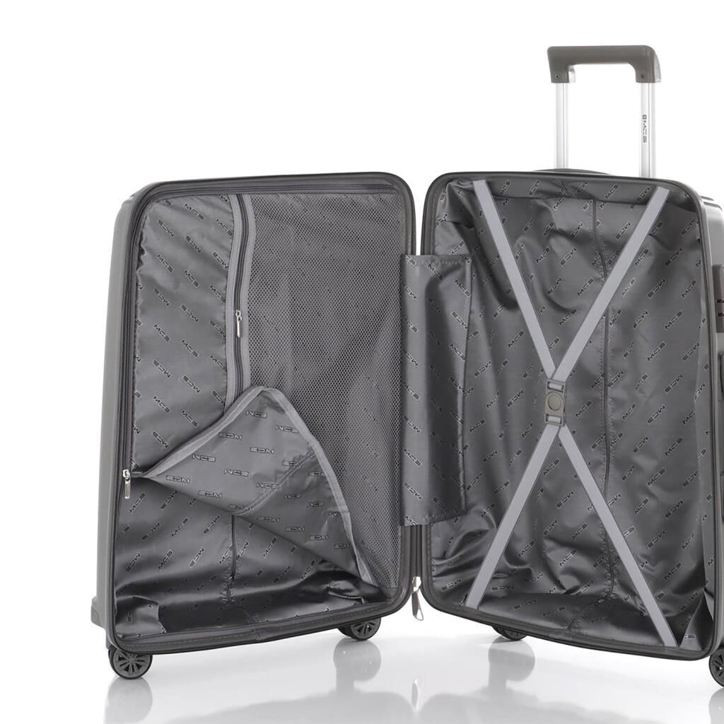 MÇS Bavul Orta ve Kabin 2li Set Kırılmaz Silikon Valiz V305 Gri