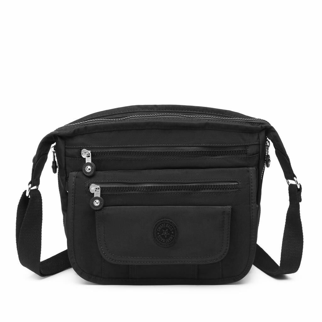Krinkıl Kumaş Kadın Postacı Çantası Smart Bags 3005 Siyah