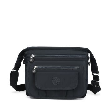 Krinkıl Kumaş Kadın Postacı Çantası Smart Bags 3005 Siyah