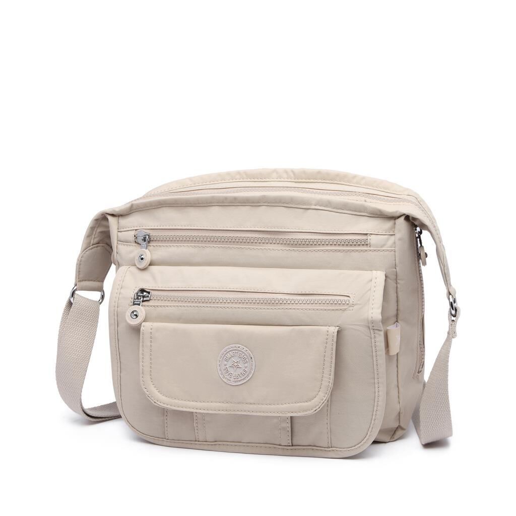 Krinkıl Kumaş Kadın Postacı Çantası Smart Bags 3005 Bej