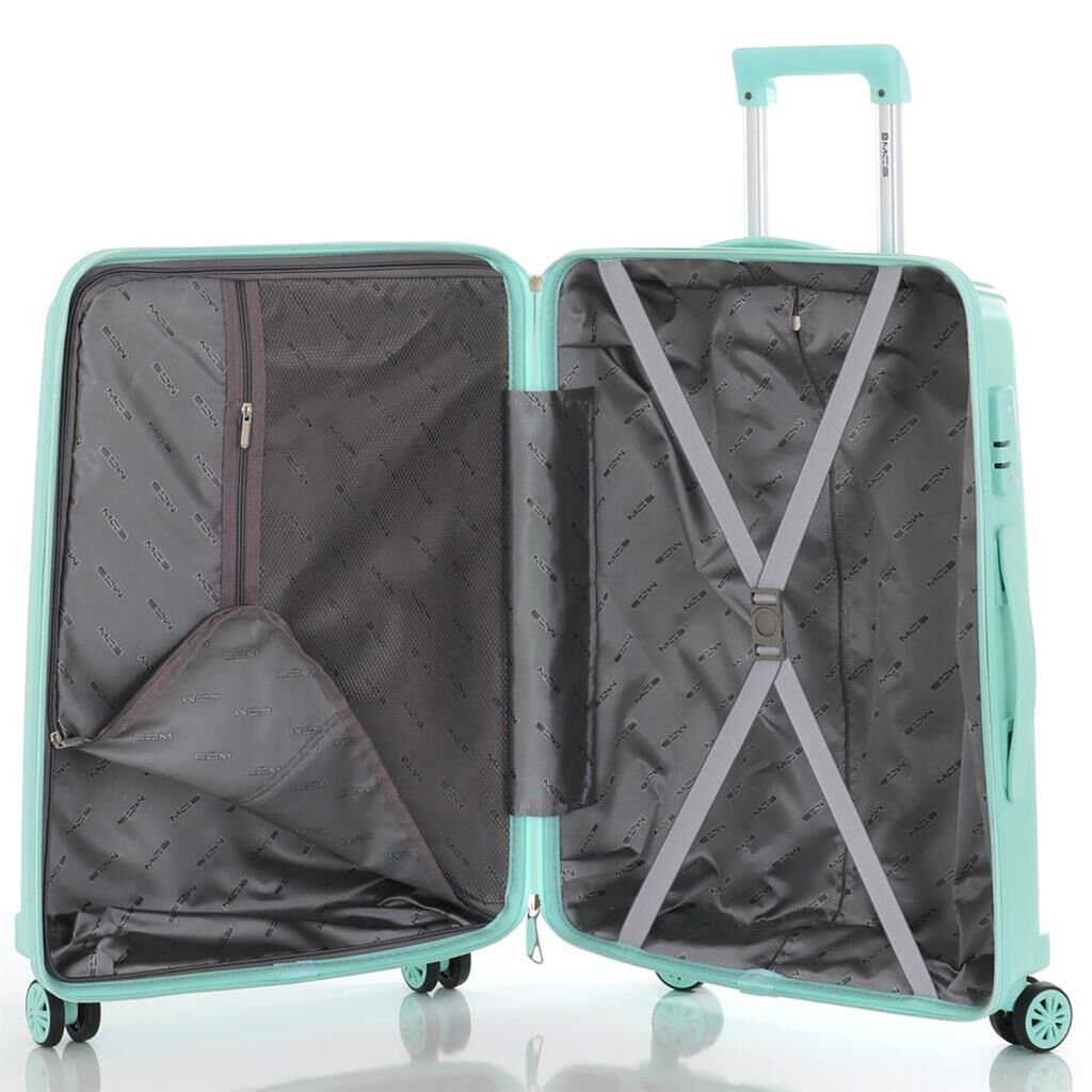 MÇS Bavul Orta ve Kabin 2li Set Kırılmaz Silikon Valiz V305 Mint Yeşili