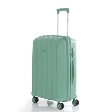 MÇS Bavul Orta ve Kabin 2li Set Kırılmaz Silikon Valiz V305 Su Yeşili