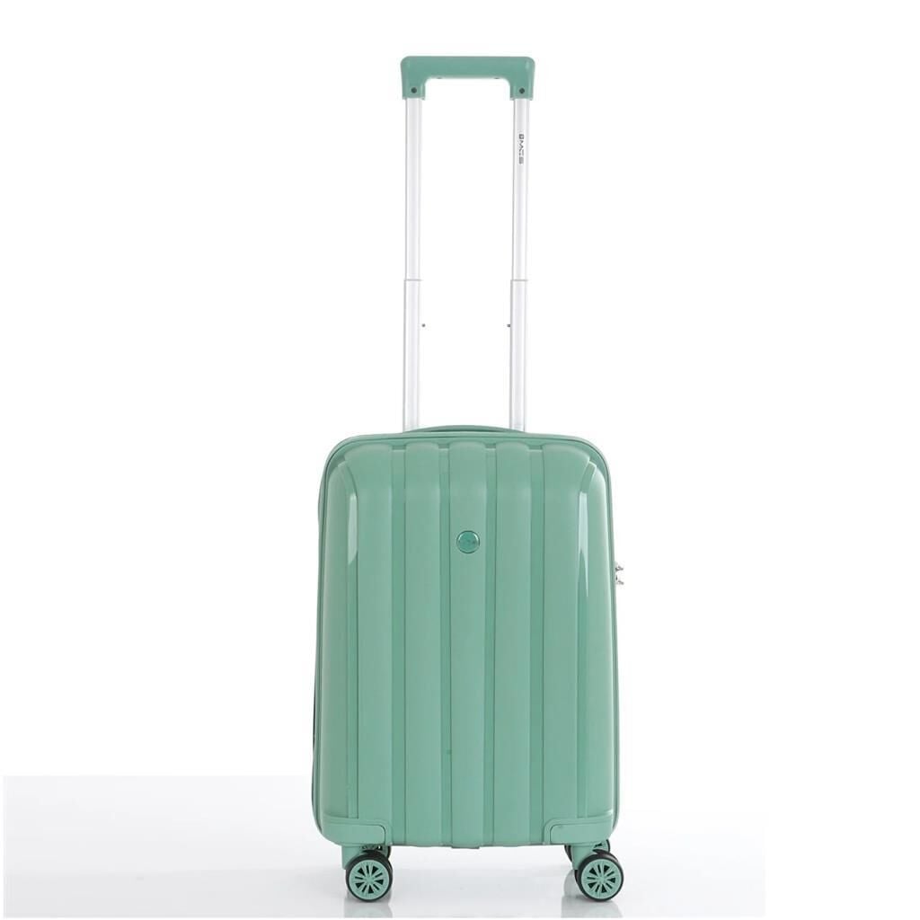 MÇS Bavul Orta ve Kabin 2li Set Kırılmaz Silikon Valiz V305 Su Yeşili