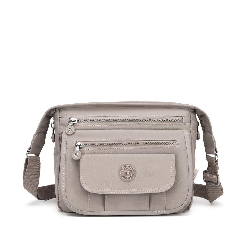 Krinkıl Kumaş Kadın Postacı Çantası Smart Bags 3005 A.Vizon