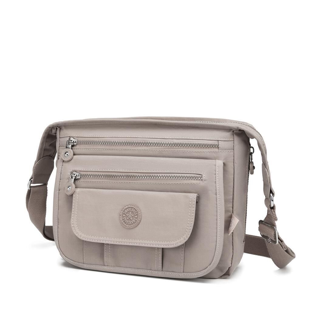 Krinkıl Kumaş Kadın Postacı Çantası Smart Bags 3005 A.Vizon