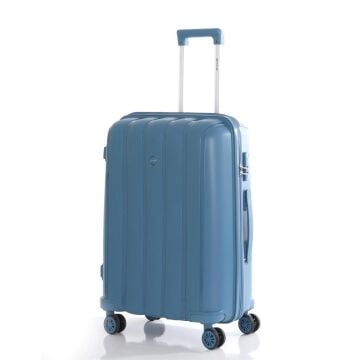 MÇS Bavul Orta ve Kabin 2li Set Kırılmaz Silikon Valiz V305 Sky Blue