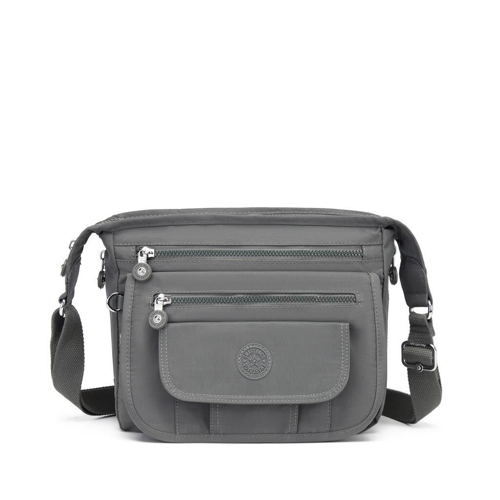 Krinkıl Kumaş Kadın Postacı Çantası Smart Bags 3005 Koyu Gri