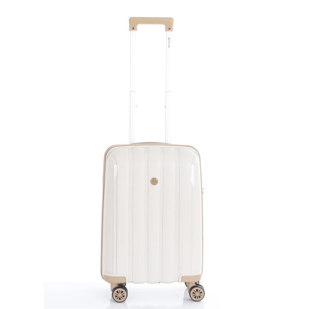 MÇS Bavul Orta ve Kabin 2li Set Kırılmaz Silikon Valiz V305 Kemik/Şampanya