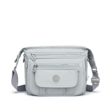 Krinkıl Kumaş Kadın Postacı Çantası Smart Bags 3005 Açık Gri