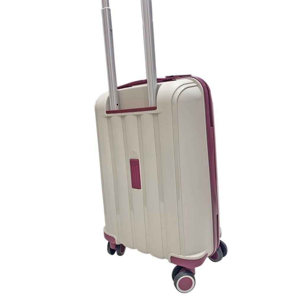 MÇS Bavul Orta ve Kabin 2li Set Kırılmaz Silikon Valiz V305 Kemik/Mürdüm