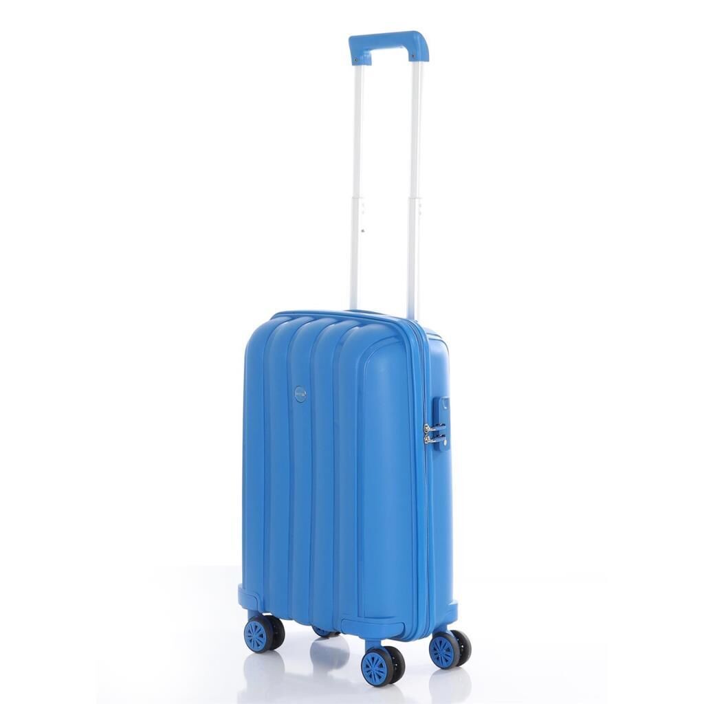 MÇS Bavul Orta ve Kabin 2li Set Kırılmaz Silikon Valiz V305 Saks Mavi