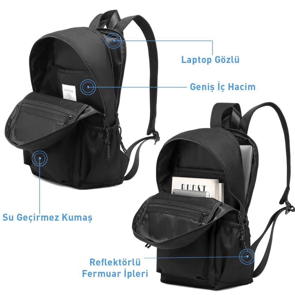 Smart Bags Sırt Çantası Okul Boyu Laptop Gözlü 3157 Mor