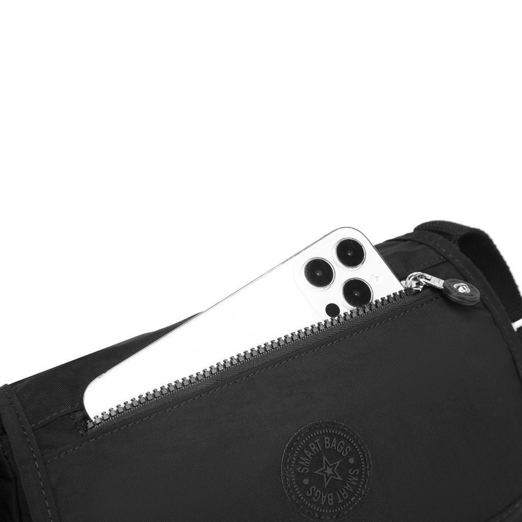 Krinkıl Kumaş Kadın Postacı Çantası Smart Bags 1148 Siyah