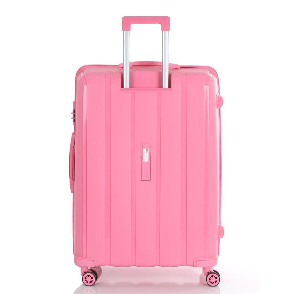 MÇS Bavul Orta ve Kabin 2li Set Kırılmaz Silikon Valiz V305 Pembe