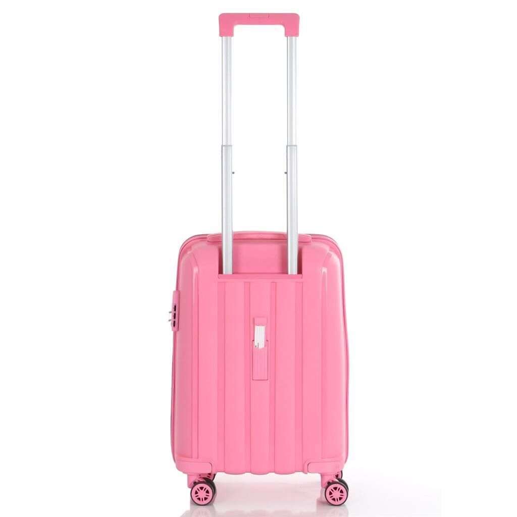 MÇS Bavul Orta ve Kabin 2li Set Kırılmaz Silikon Valiz V305 Pembe