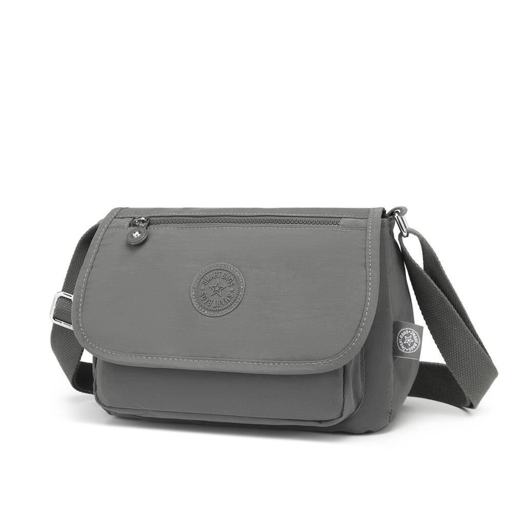 Krinkıl Kumaş Kadın Postacı Çantası Smart Bags 1148 Koyu Gri