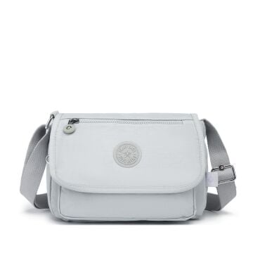 Krinkıl Kumaş Kadın Postacı Çantası Smart Bags 1148 Açık Gri