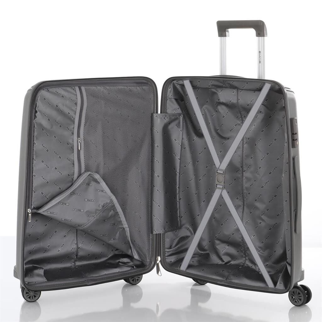 MÇS Bavul Orta ve Kabin 2li Set Kırılmaz Silikon Valiz V305 Bebe Mavi