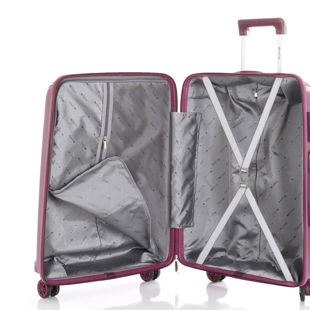 MÇS Bavul Orta ve Kabin 2li Set Kırılmaz Silikon Valiz V305 Mürdüm