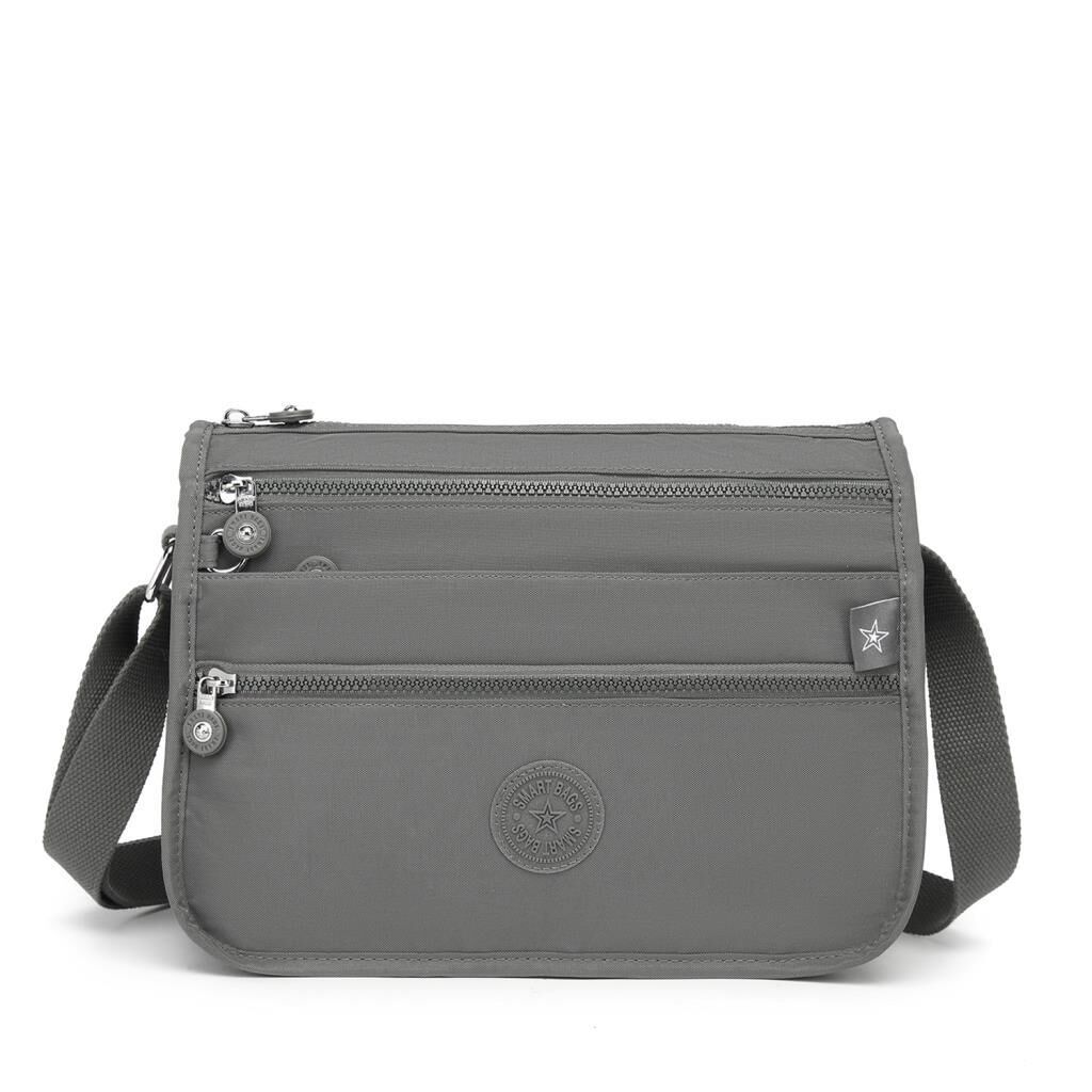 1128 Krinkıl Kumaş Bayan Postacı Omuz Çantası Smart Bags Koyu Gri