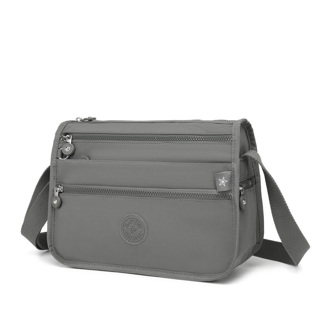 1128 Krinkıl Kumaş Bayan Postacı Omuz Çantası Smart Bags Koyu Gri