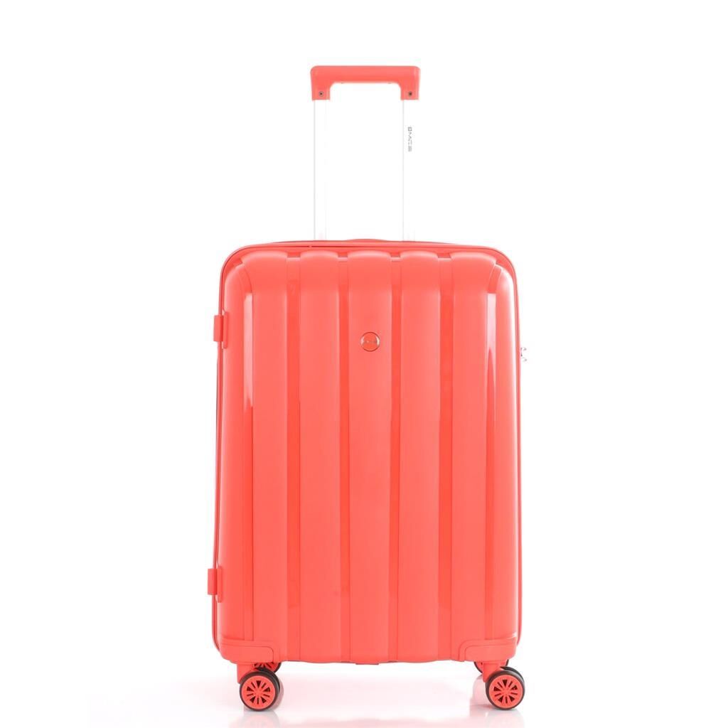 MÇS Bavul Orta ve Kabin 2li Set Kırılmaz Silikon Valiz V305 Mercan