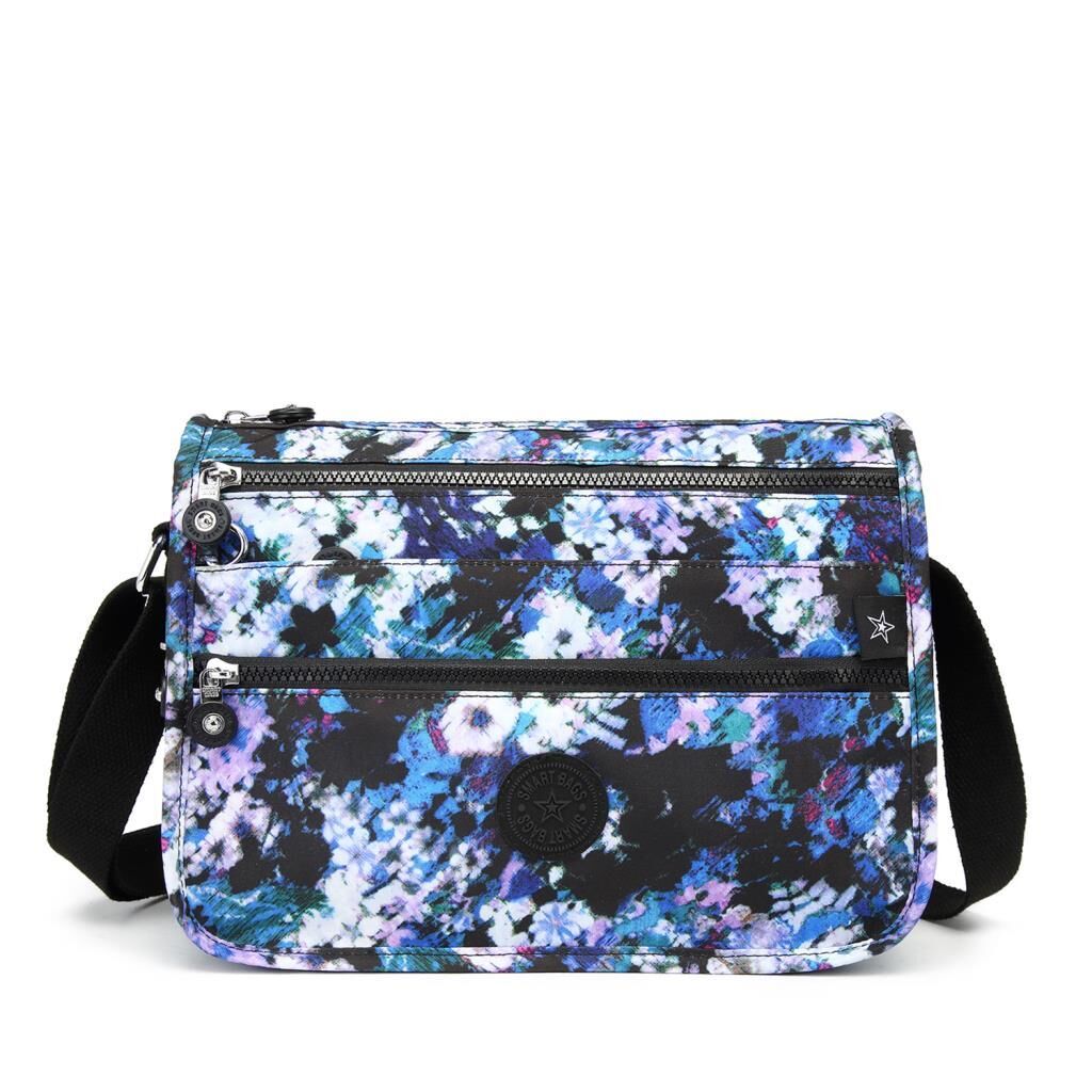1128 Krinkıl Kumaş Bayan Postacı Omuz Çantası Smart Bags Mavi Print