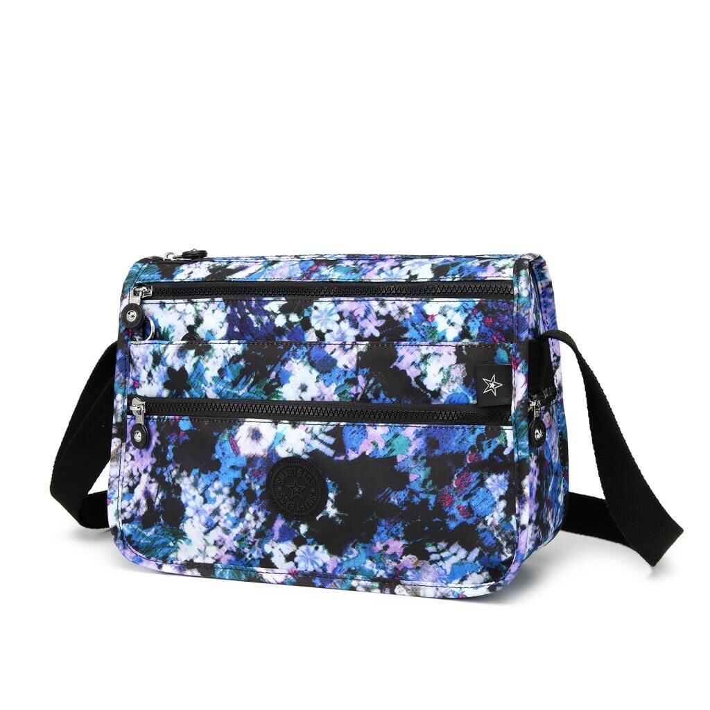 1128 Krinkıl Kumaş Bayan Postacı Omuz Çantası Smart Bags Mavi Print