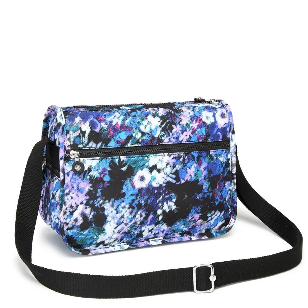 1128 Krinkıl Kumaş Bayan Postacı Omuz Çantası Smart Bags Mavi Print