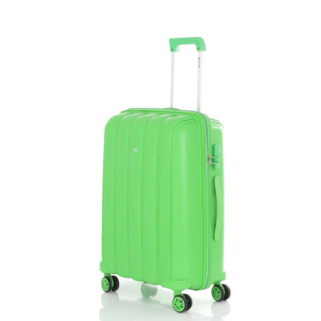 MÇS Bavul Orta ve Kabin 2li Set Kırılmaz Silikon Valiz V305 Fıstık Y.