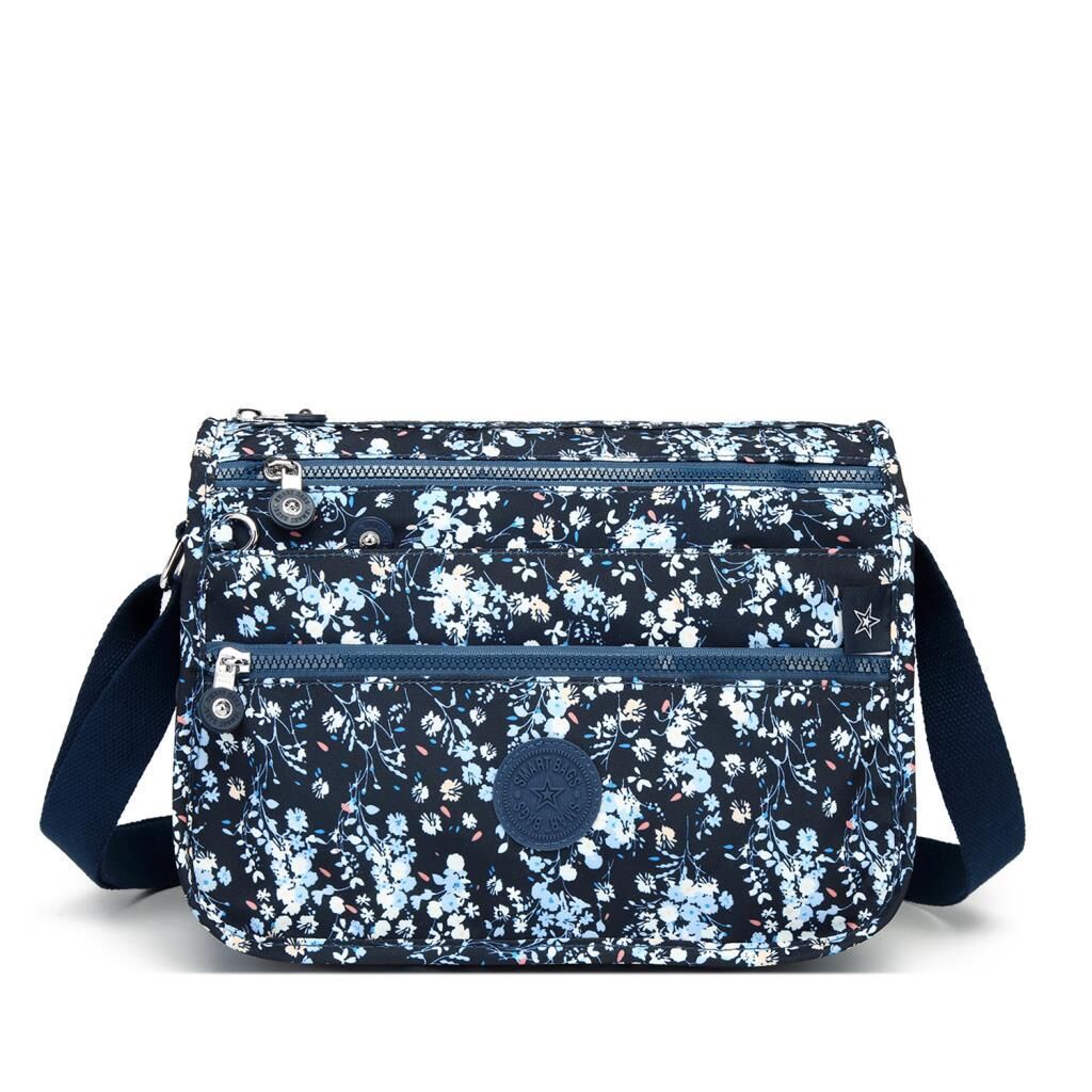 1128 Krinkıl Kumaş Bayan Postacı Omuz Çantası Smart Bags Mavi Rose