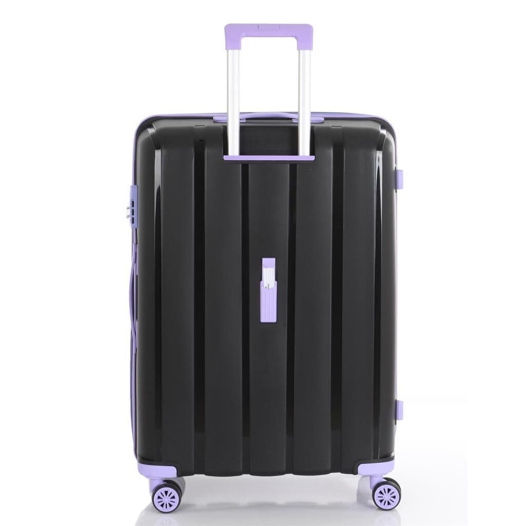 MÇS Bavul Orta ve Kabin 2li Set Kırılmaz Silikon Valiz V305 Siyah/Lila