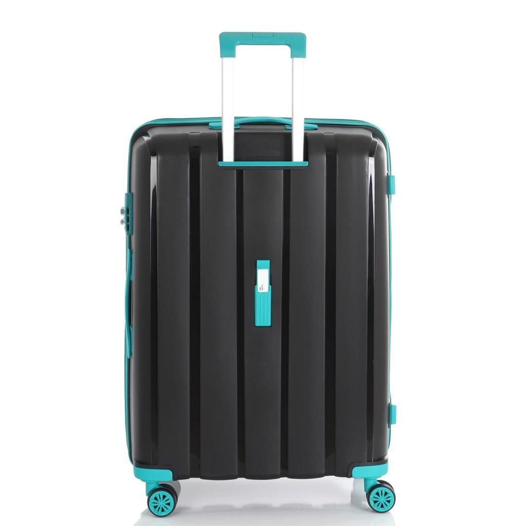 MÇS Bavul Orta ve Kabin 2li Set Kırılmaz Silikon Valiz V305 Siyah/CamGöbeği