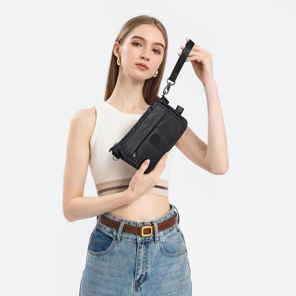 Minik Boy Krinkıl Kumaş Kadın Postacı Çantası Smart Bags 1191 Siyah