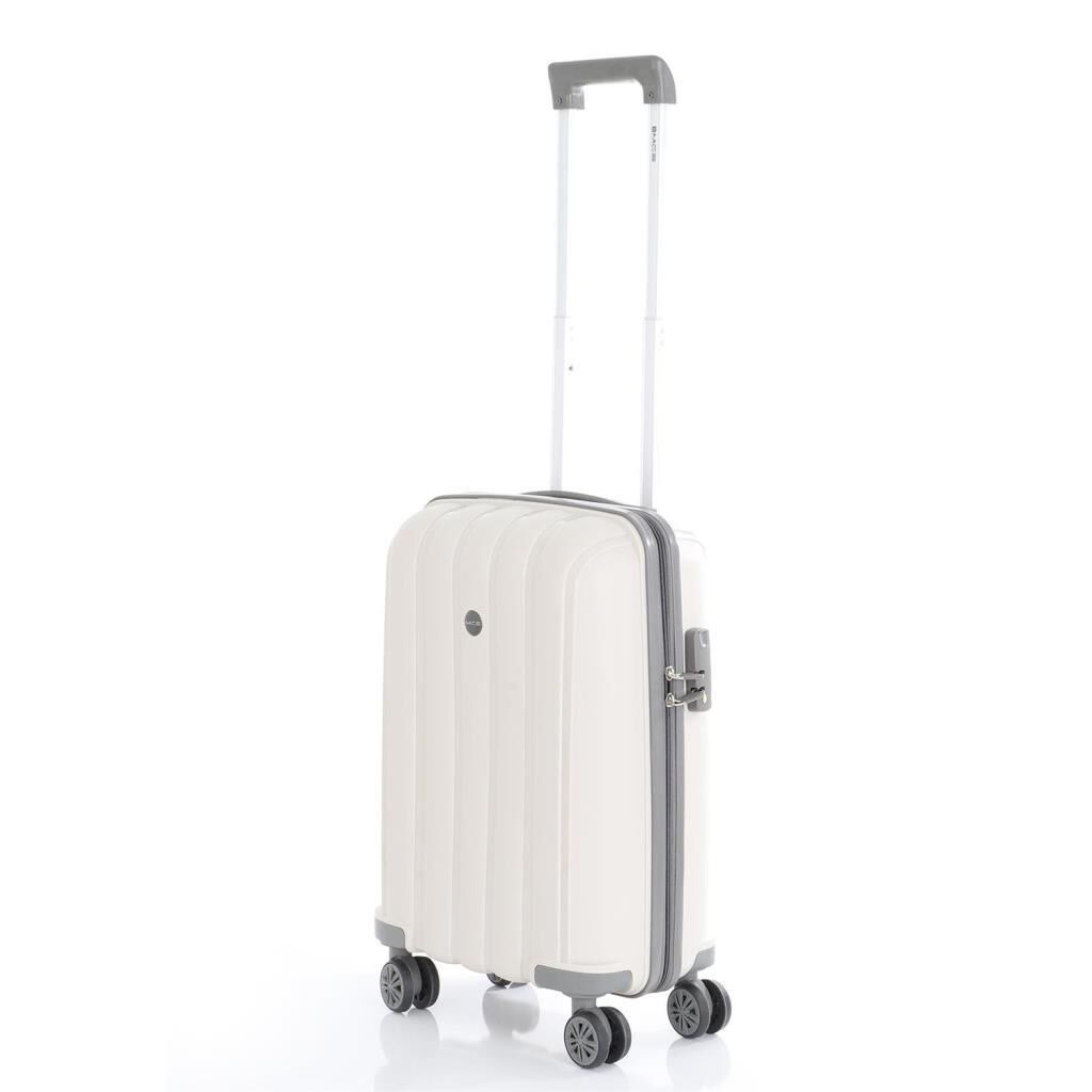 MÇS Bavul Orta ve Kabin 2li Set Kırılmaz Silikon Valiz V305 Kemik/Gri