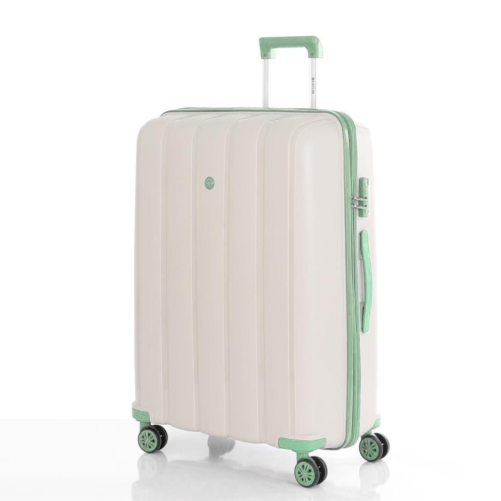 MÇS Bavul Orta ve Kabin 2li Set Kırılmaz Silikon Valiz V305 Kemik/SuYeşili