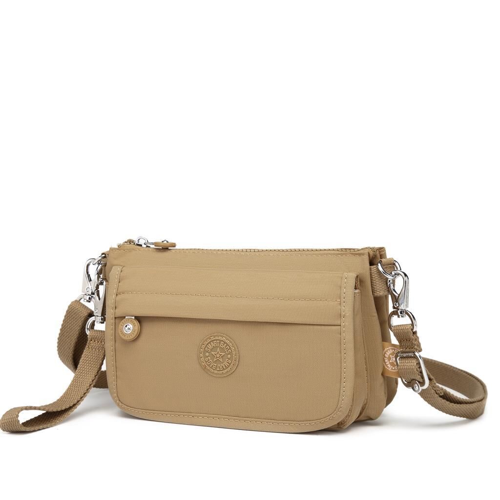 Minik Boy Krinkıl Kumaş Kadın Postacı Çantası Smart Bags 1191 Camel