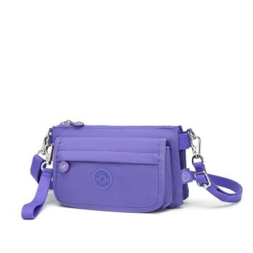 Minik Boy Krinkıl Kumaş Kadın Postacı Çantası Smart Bags 1191 Mor