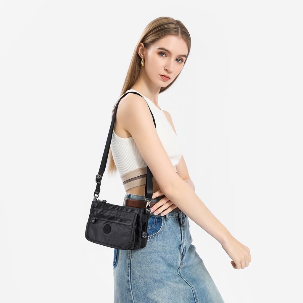 Minik Boy Krinkıl Kumaş Kadın Postacı Çantası Smart Bags 1191 Kum