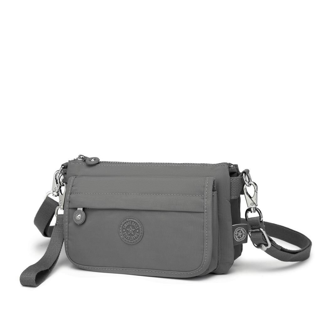Minik Boy Krinkıl Kumaş Kadın Postacı Çantası Smart Bags 1191 Koyu Gri