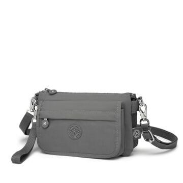 Minik Boy Krinkıl Kumaş Kadın Postacı Çantası Smart Bags 1191 Koyu Gri