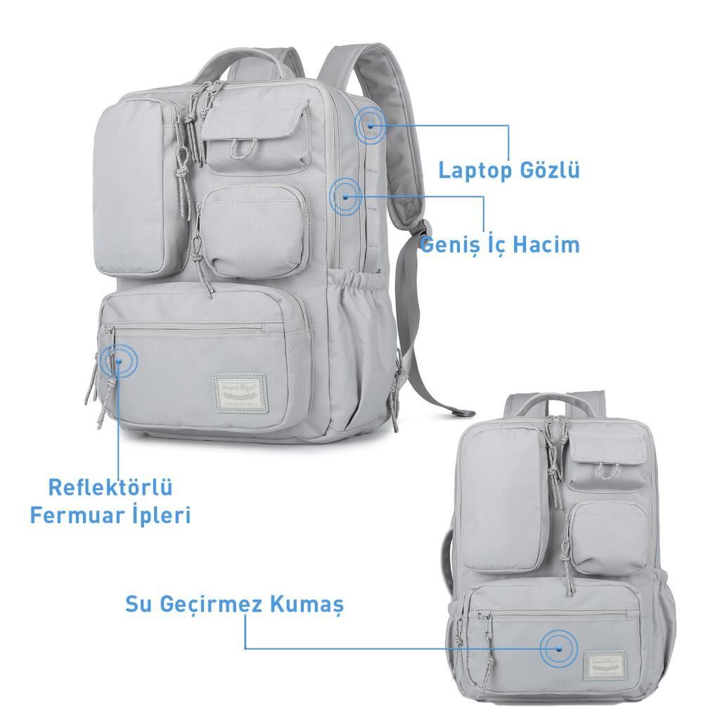Smart Bags Sırt Çantası Okul Boyu Kalem Kutusu Hediyeli 3210 Koyu Gri