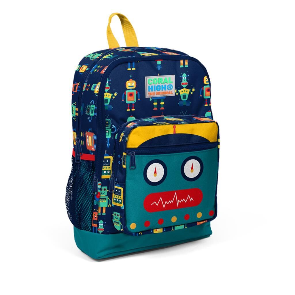 Coral High Robot Desenli Büyük Boy Okul Sırt Çantası 23472