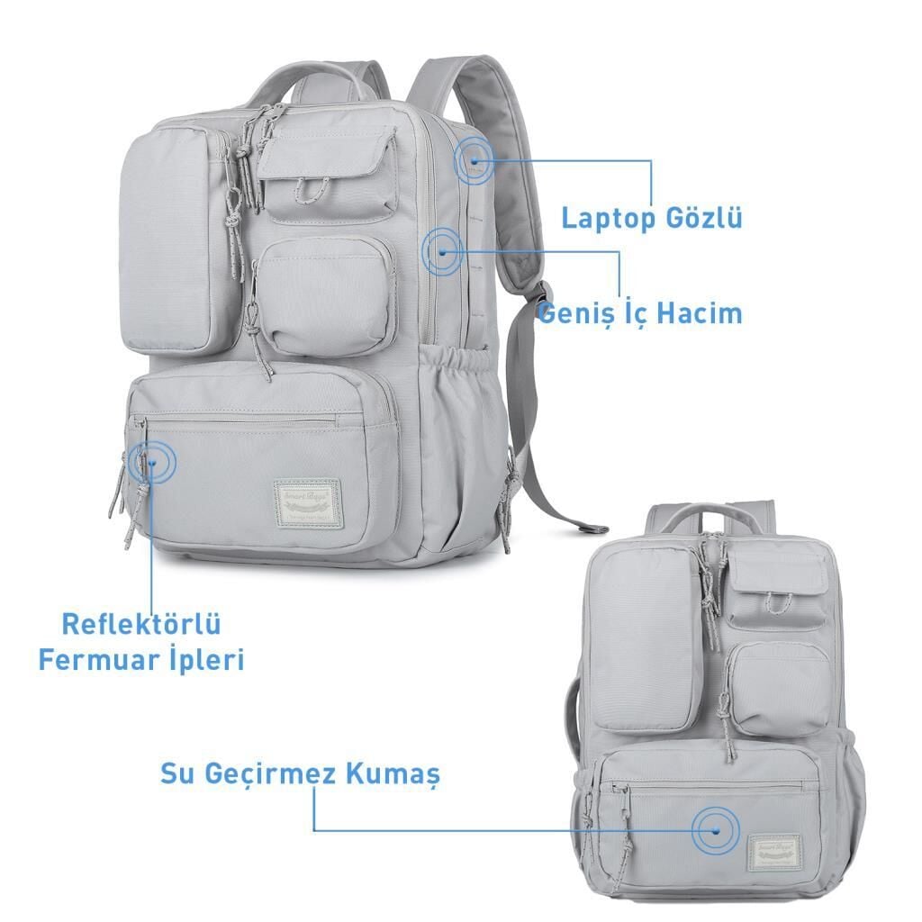 Smart Bags Sırt Çantası Okul Boyu Kalem Kutusu Hediyeli 3210 Eflatun