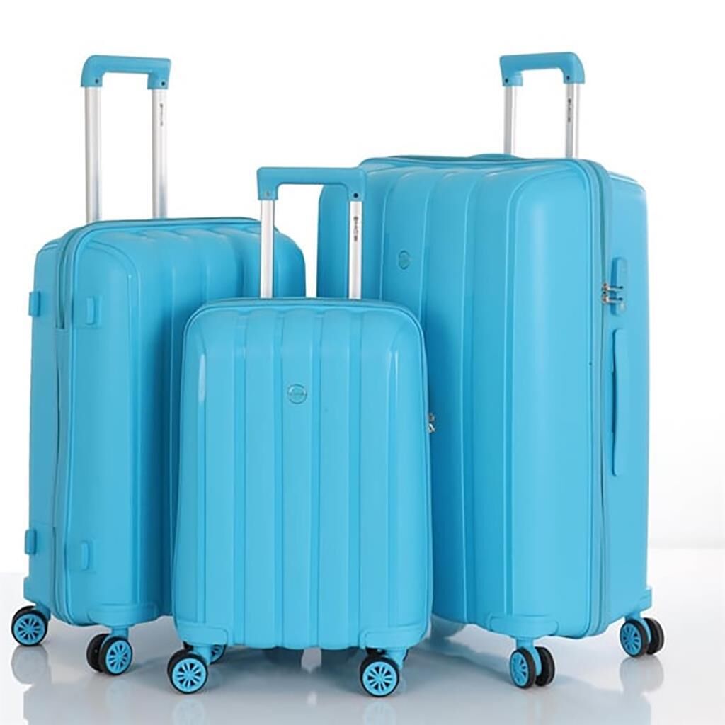 MÇS 3lü Set Kırılmaz Silikon Seyahat Valizi Bavulu V305 Açık Mavi
