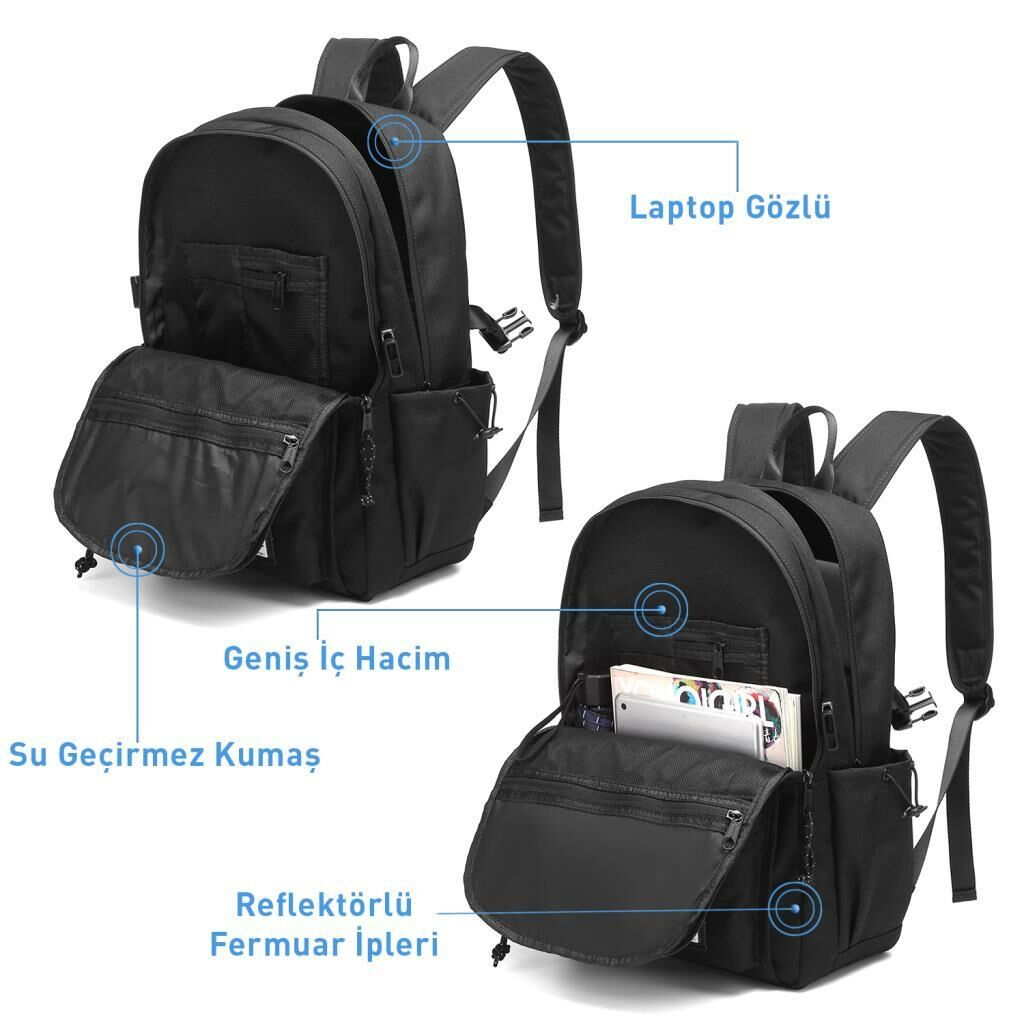 Smart Bags Sırt Çantası Okul Boyu Kalem Kutusu Hediyeli 3156 01 Siyah