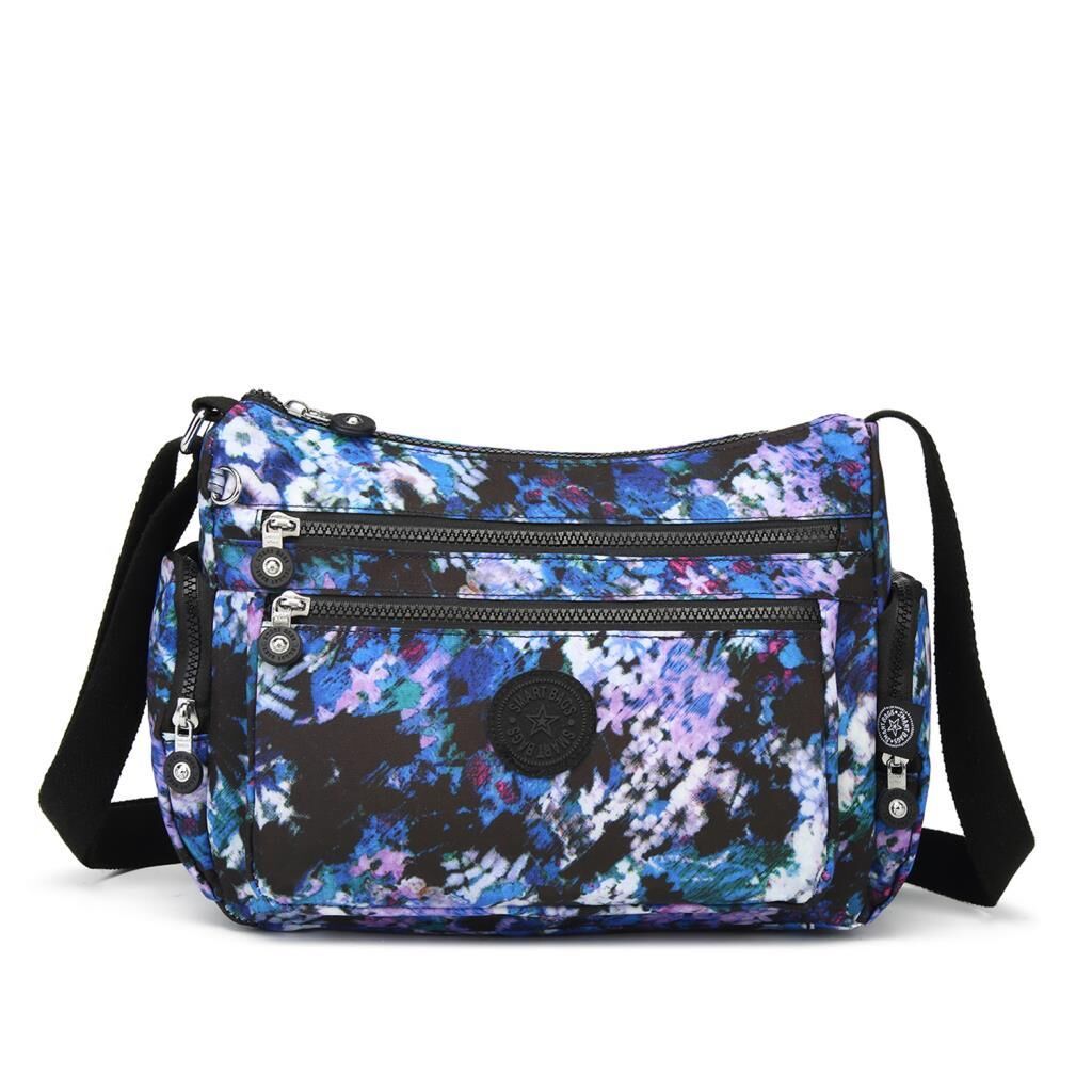 1115 Krinkıl Kumaş Bayan Omuz Çantası Smart Bags Mavi Print