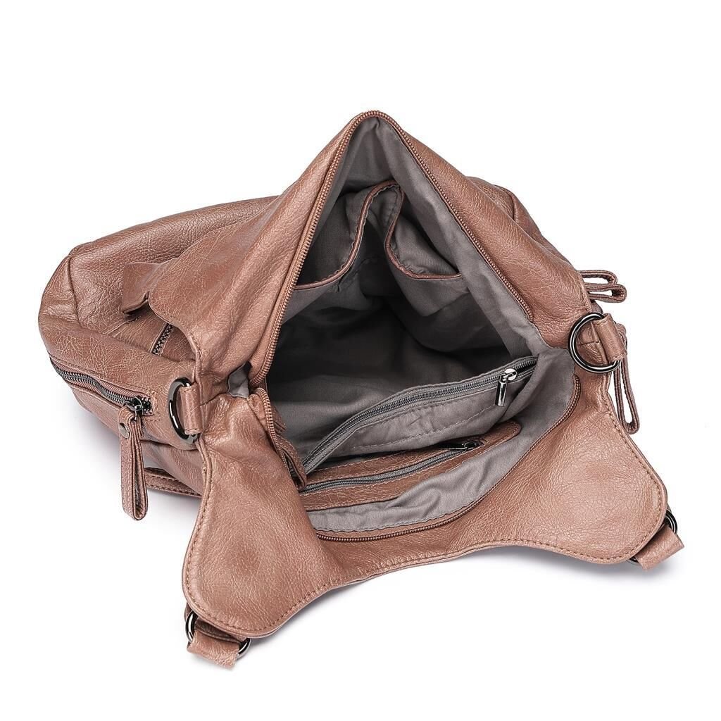 Yıkama Deri Omuz Askılı Kadın Çantası 21-K Barcelona 1893 K.Yeşil