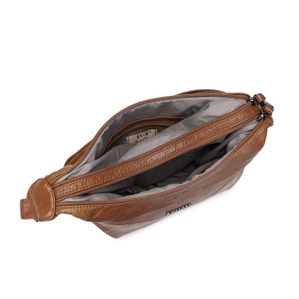 Yıkama Deri Askılı Postacı Kadın Çantası 21-K Barcelona 1896