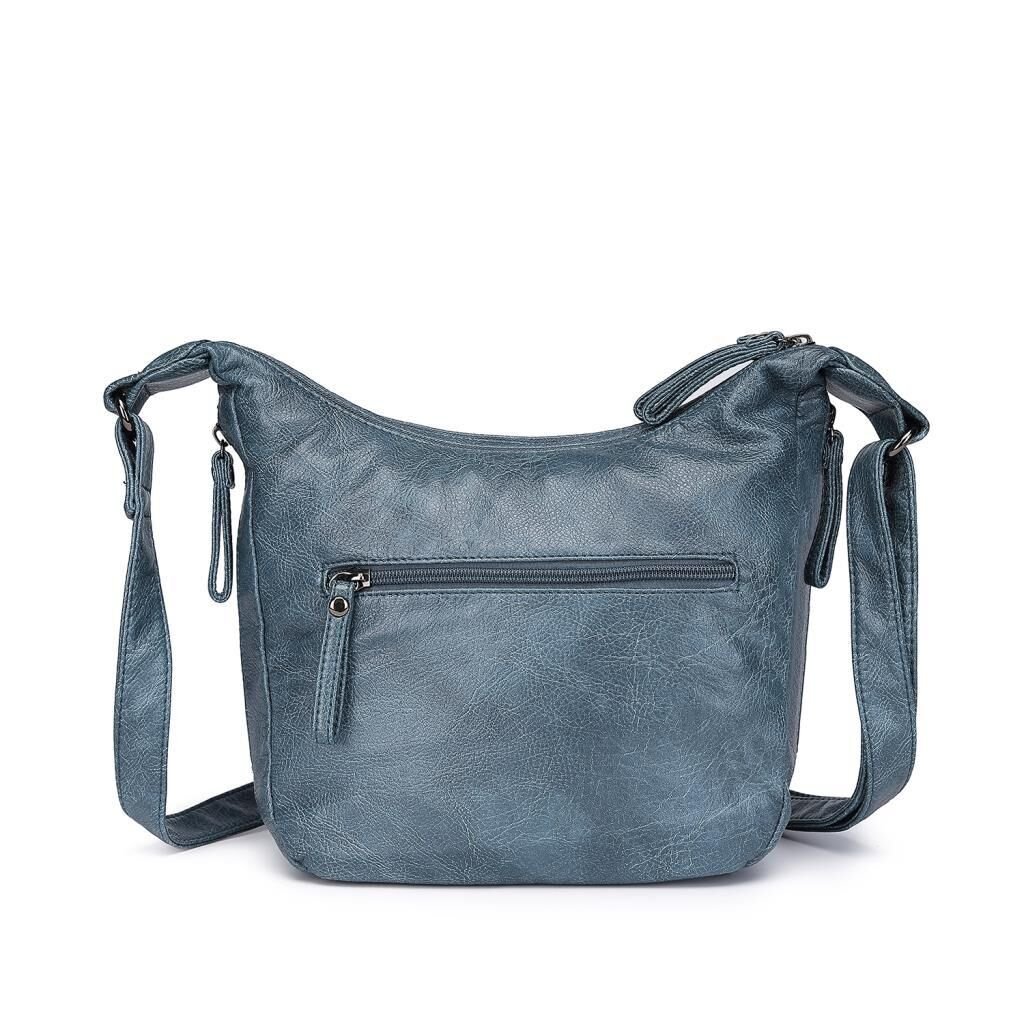 Yıkama Deri Askılı Postacı Kadın Çantası 21-K Barcelona 1896 50 Buz Mavisi